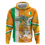 Personalized Ivory Coast Football Hoodie Elephant Mascot Flag - Comic Style Graphic