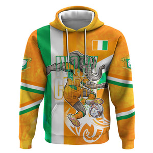 Personalized Ivory Coast Football Hoodie Elephant Mascot Flag - Comic Style Graphic