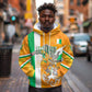 Personalized Ivory Coast Football Hoodie Elephant Mascot Flag - Comic Style Graphic