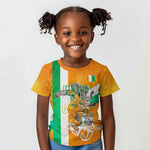 Personalized Ivory Coast Football Kid T shirt Elephant Mascot Flag - Comic Style Graphic