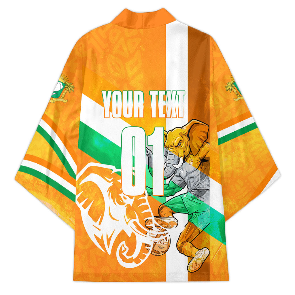 Personalized Ivory Coast Football Kimono Elephant Mascot Flag - Comic Style Graphic