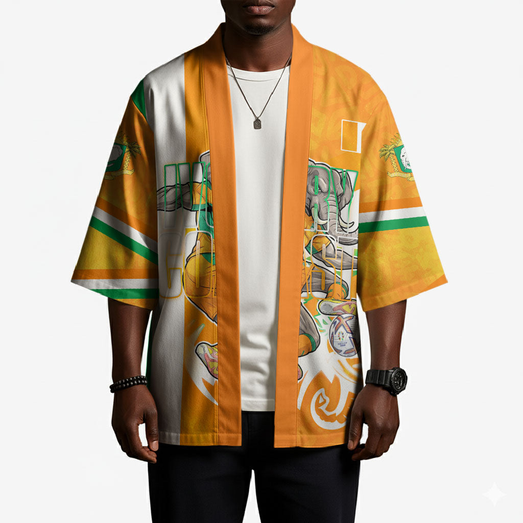 Personalized Ivory Coast Football Kimono Elephant Mascot Flag - Comic Style Graphic