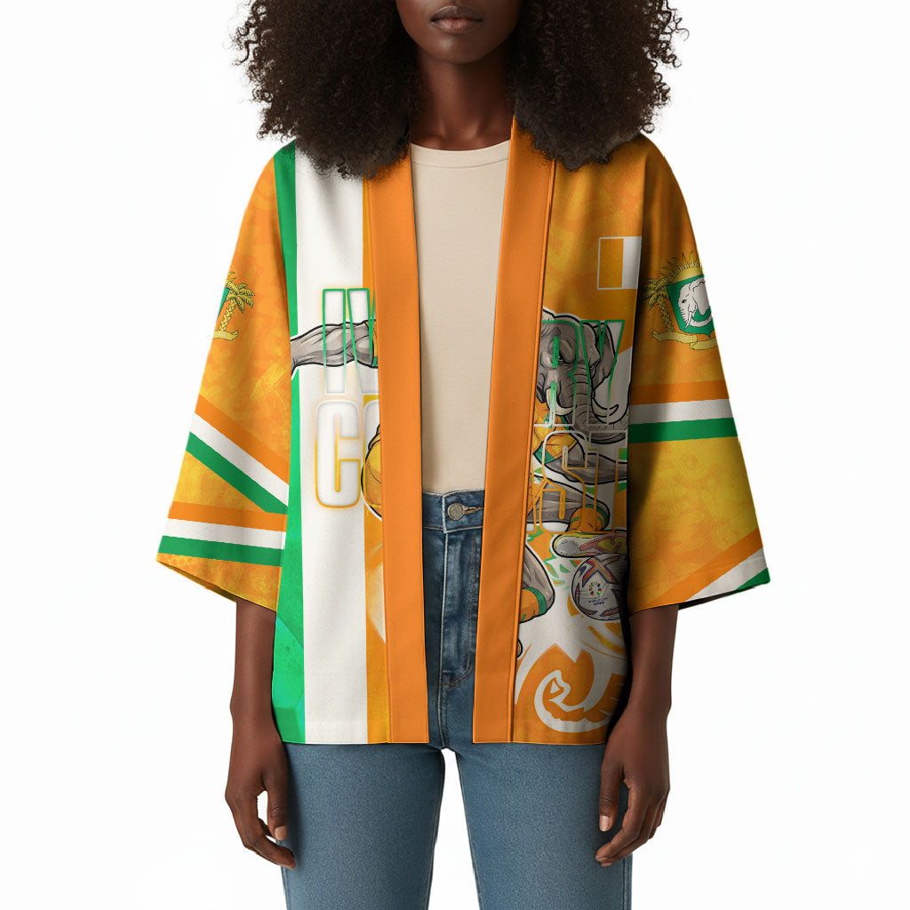 Personalized Ivory Coast Football Kimono Elephant Mascot Flag - Comic Style Graphic