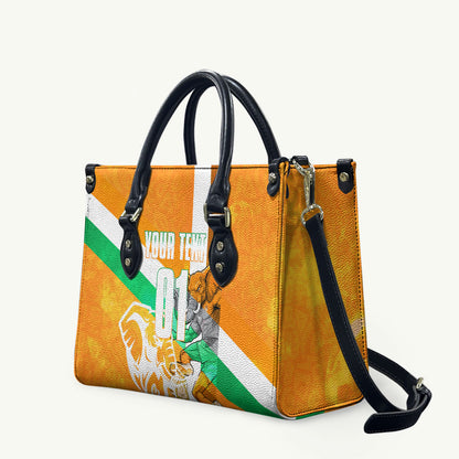 Personalized Ivory Coast Football Leather Bag Elephant Mascot Flag - Comic Style Graphic