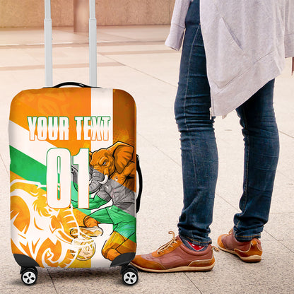 Personalized Ivory Coast Football Luggage Cover Elephant Mascot Flag - Comic Style Graphic