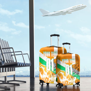 Personalized Ivory Coast Football Luggage Cover Elephant Mascot Flag - Comic Style Graphic