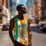 Personalized Ivory Coast Football Men Tank Top Elephant Mascot Flag - Comic Style Graphic