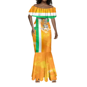 Personalized Ivory Coast Football Mermaid Dress Elephant Mascot Flag - Comic Style Graphic