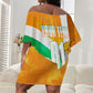 Personalized Ivory Coast Football Off Shoulder Short Dress Elephant Mascot Flag - Comic Style Graphic