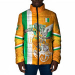 Personalized Ivory Coast Football Padded Jacket Elephant Mascot Flag - Comic Style Graphic