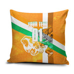 Personalized Ivory Coast Football Pillow Cover Elephant Mascot Flag - Comic Style Graphic
