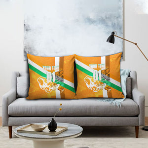Personalized Ivory Coast Football Pillow Cover Elephant Mascot Flag - Comic Style Graphic