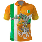 Personalized Ivory Coast Football Polo Shirt Elephant Mascot Flag - Comic Style Graphic