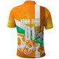 Personalized Ivory Coast Football Polo Shirt Elephant Mascot Flag - Comic Style Graphic