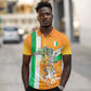 Personalized Ivory Coast Football Polo Shirt Elephant Mascot Flag - Comic Style Graphic