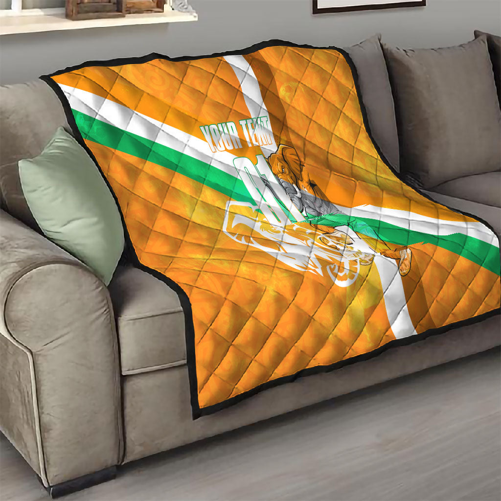 Personalized Ivory Coast Football Quilt Elephant Mascot Flag - Comic Style Graphic