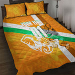 Personalized Ivory Coast Football Quilt Bed Set Elephant Mascot Flag - Comic Style Graphic