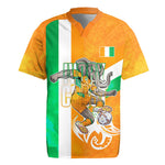 Personalized Ivory Coast Football Rugby Jersey Elephant Mascot Flag - Comic Style Graphic