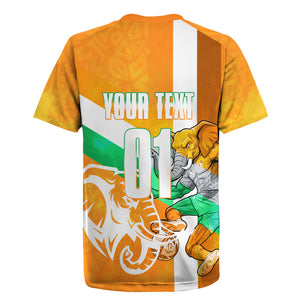 Personalized Ivory Coast Football Rugby Jersey Elephant Mascot Flag - Comic Style Graphic