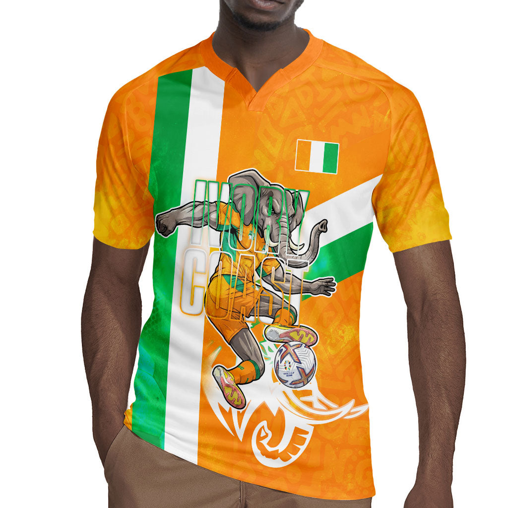 Personalized Ivory Coast Football Rugby Jersey Elephant Mascot Flag - Comic Style Graphic