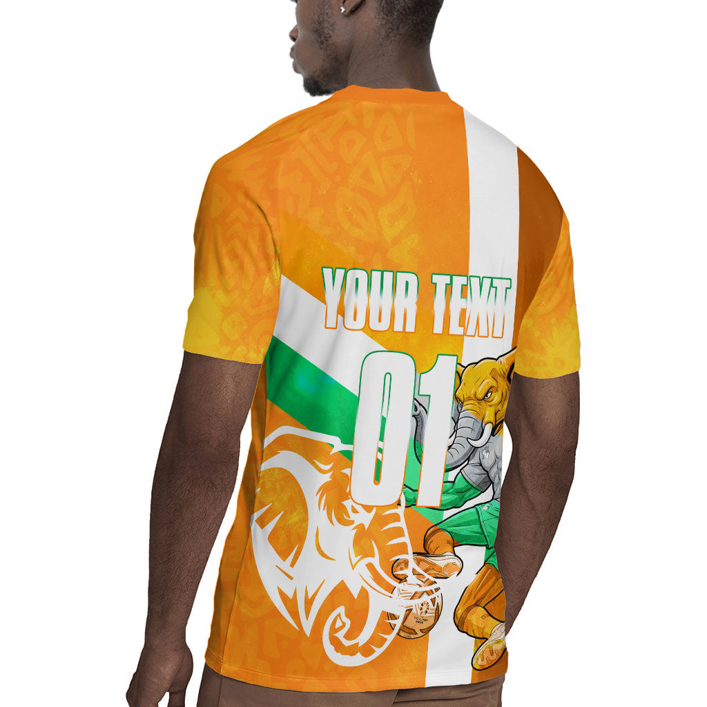 Personalized Ivory Coast Football Rugby Jersey Elephant Mascot Flag - Comic Style Graphic