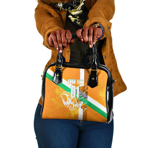 Personalized Ivory Coast Football Shoulder Handbag Elephant Mascot Flag - Comic Style Graphic