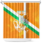 Personalized Ivory Coast Football Shower Curtain Elephant Mascot Flag - Comic Style Graphic