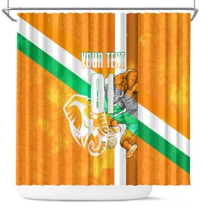 Personalized Ivory Coast Football Shower Curtain Elephant Mascot Flag - Comic Style Graphic