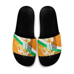Personalized Ivory Coast Football Slide Sandals Elephant Mascot Flag - Comic Style Graphic