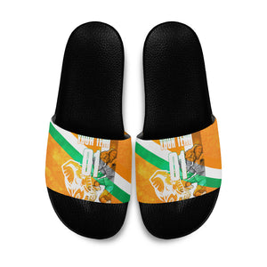 Personalized Ivory Coast Football Slide Sandals Elephant Mascot Flag - Comic Style Graphic