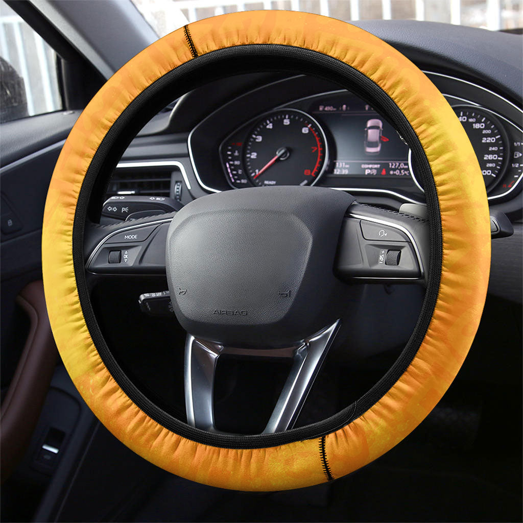 Ivory Coast Football Steering Wheel Cover Elephant Mascot Flag - Comic Style Graphic