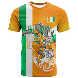 Personalized Ivory Coast Football T shirt Elephant Mascot Flag - Comic Style Graphic