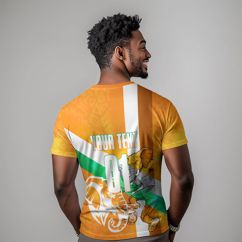 Personalized Ivory Coast Football T shirt Elephant Mascot Flag - Comic Style Graphic