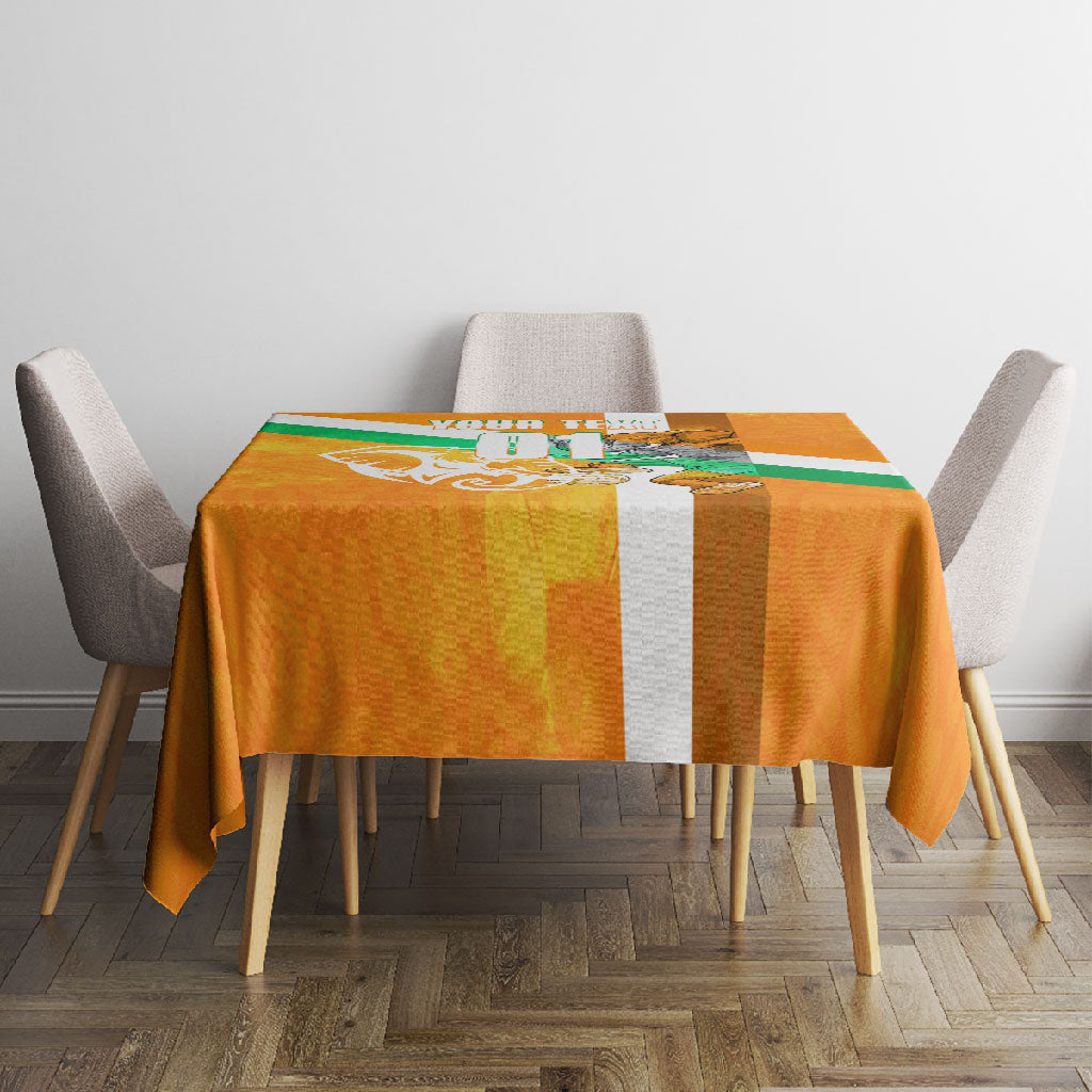 Personalized Ivory Coast Football Tablecloth Elephant Mascot Flag - Comic Style Graphic
