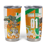 Personalized Ivory Coast Football Tumbler Cup Elephant Mascot Flag - Comic Style Graphic