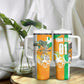 Personalized Ivory Coast Football Tumbler With Handle Elephant Mascot Flag - Comic Style Graphic