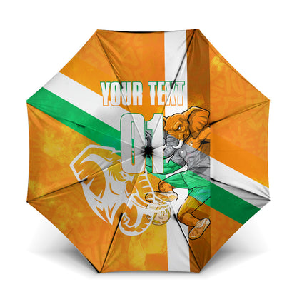 Personalized Ivory Coast Football Umbrella Elephant Mascot Flag - Comic Style Graphic