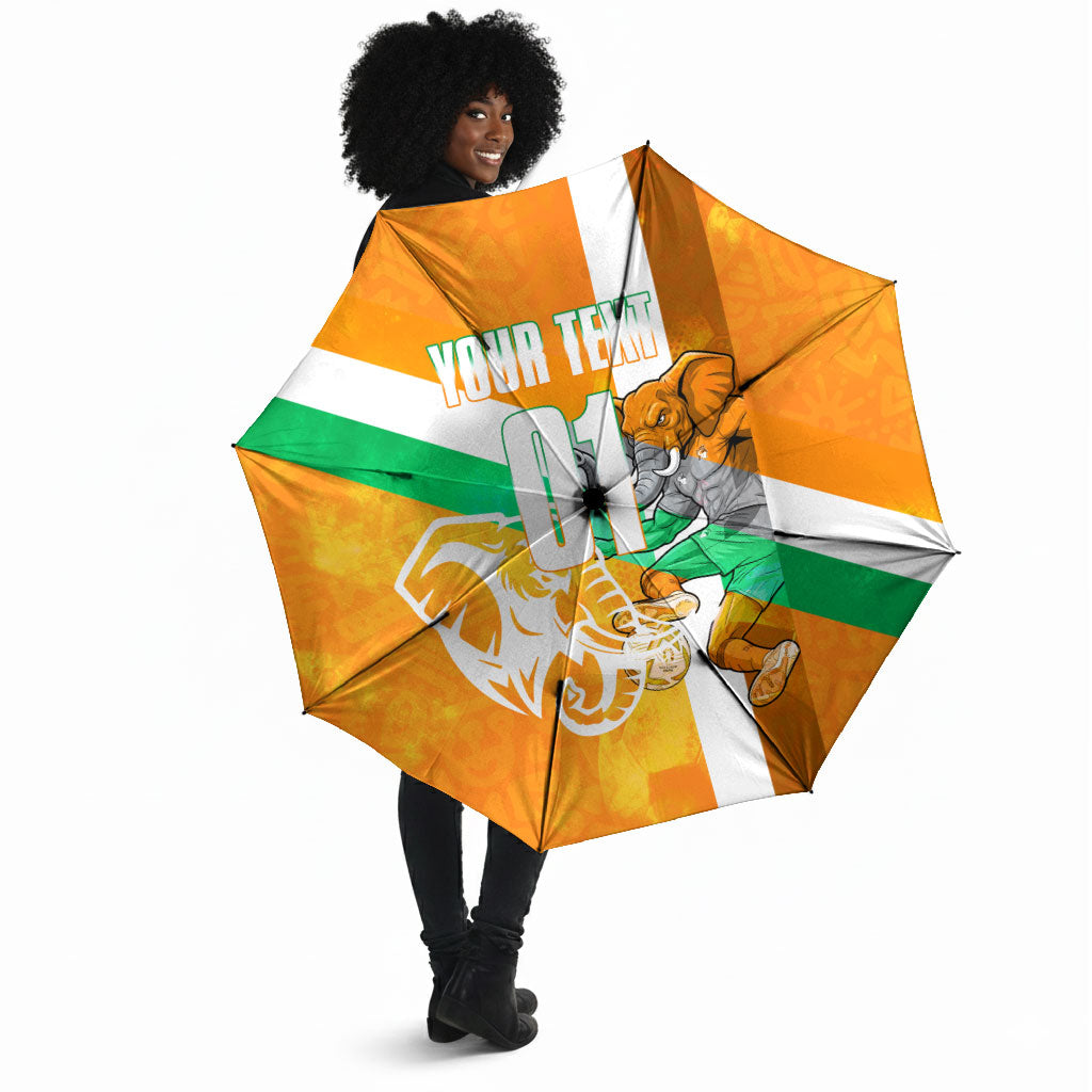 Personalized Ivory Coast Football Umbrella Elephant Mascot Flag - Comic Style Graphic