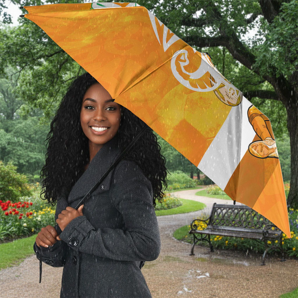 Personalized Ivory Coast Football Umbrella Elephant Mascot Flag - Comic Style Graphic