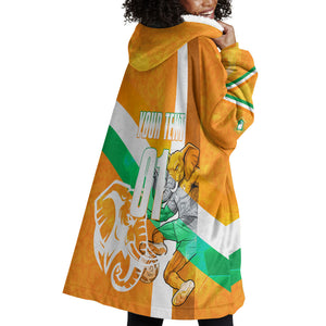 Personalized Ivory Coast Football Wearable Blanket Hoodie Elephant Mascot Flag - Comic Style Graphic