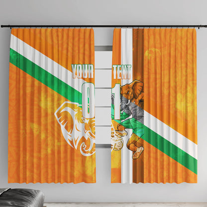 Personalized Ivory Coast Football Window Curtain Elephant Mascot Flag - Comic Style Graphic