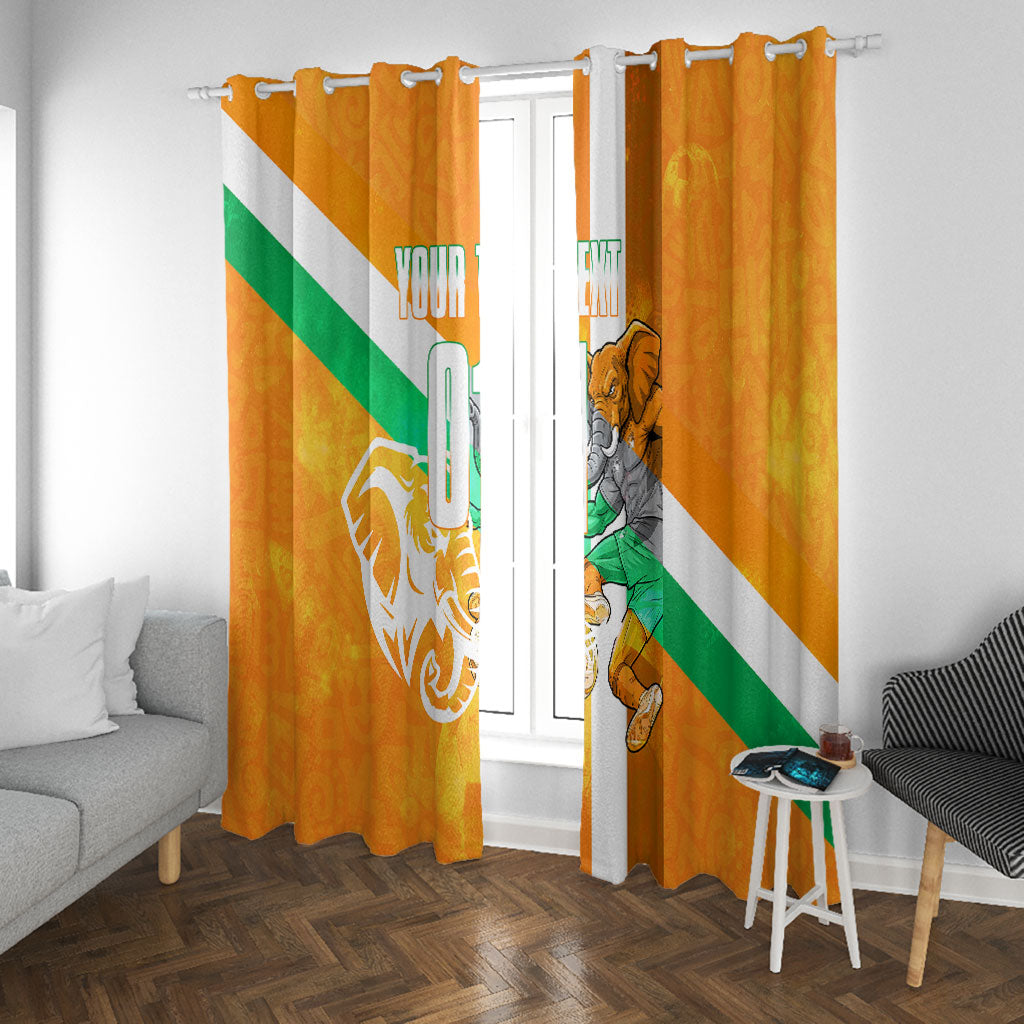 Personalized Ivory Coast Football Window Curtain Elephant Mascot Flag - Comic Style Graphic