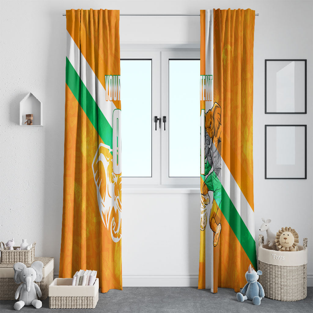 Personalized Ivory Coast Football Window Curtain Elephant Mascot Flag - Comic Style Graphic