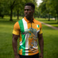 Personalized Ivory Coast Football Zipper Polo Shirt Elephant Mascot Flag - Comic Style Graphic