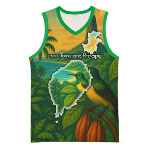 Sao Tome and Principe Basketball Jersey Tropical Island Bird and Cocoa Forest TS04