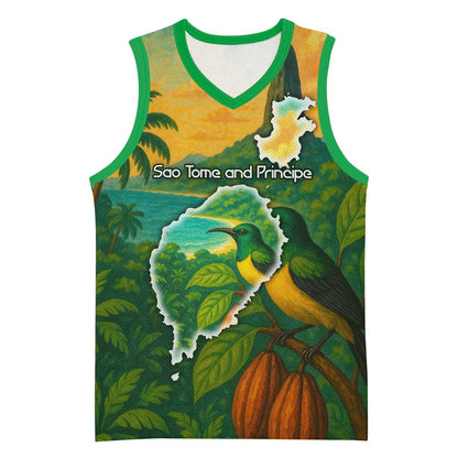 Sao Tome and Principe Basketball Jersey Tropical Island Bird and Cocoa Forest TS04