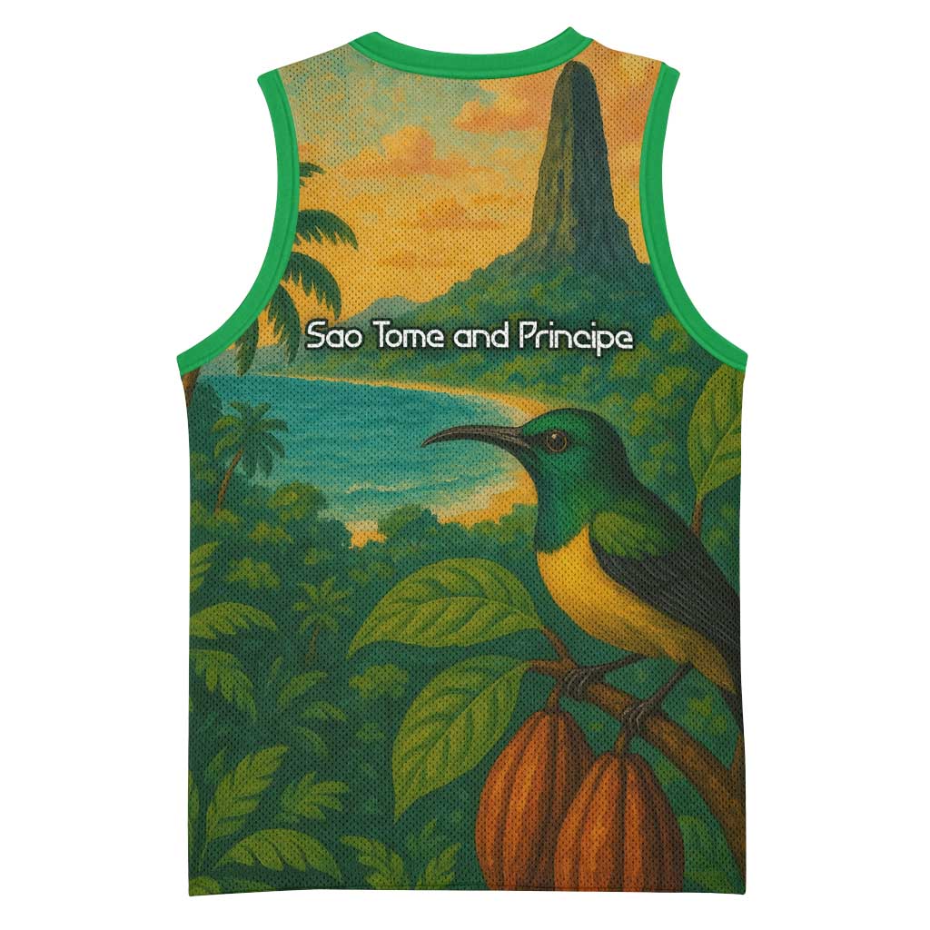 Sao Tome and Principe Basketball Jersey Tropical Island Bird and Cocoa Forest TS04