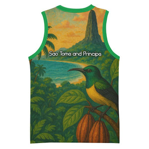 Sao Tome and Principe Basketball Jersey Tropical Island Bird and Cocoa Forest TS04
