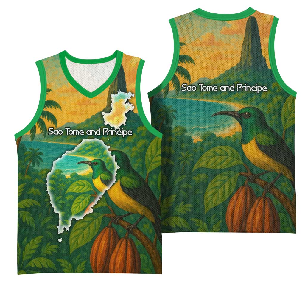 Sao Tome and Principe Basketball Jersey Tropical Island Bird and Cocoa Forest TS04