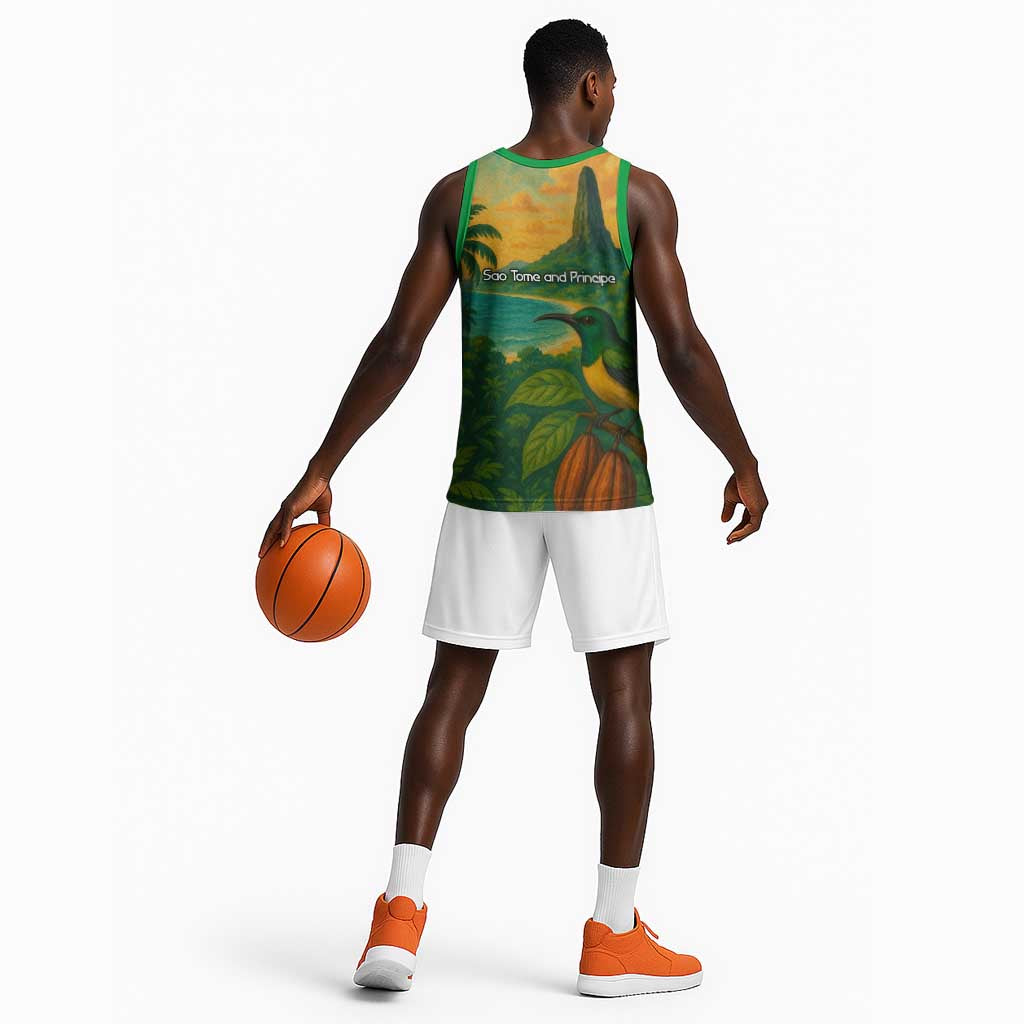 Sao Tome and Principe Basketball Jersey Tropical Island Bird and Cocoa Forest TS04
